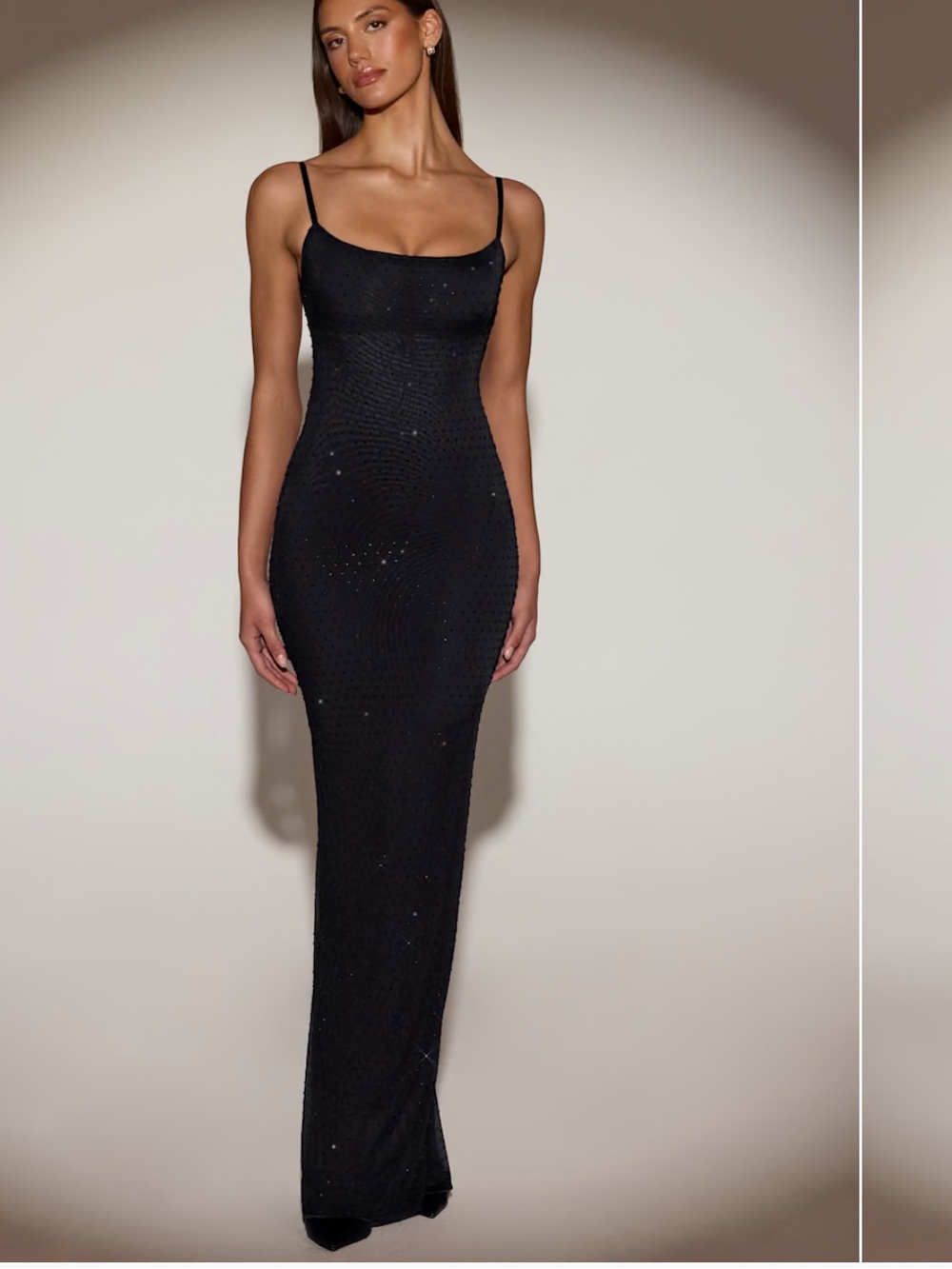Oh Polly Black Beaded Backless Maxi Dress